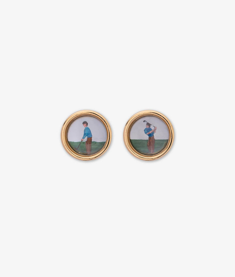 Cufflinks with golfer