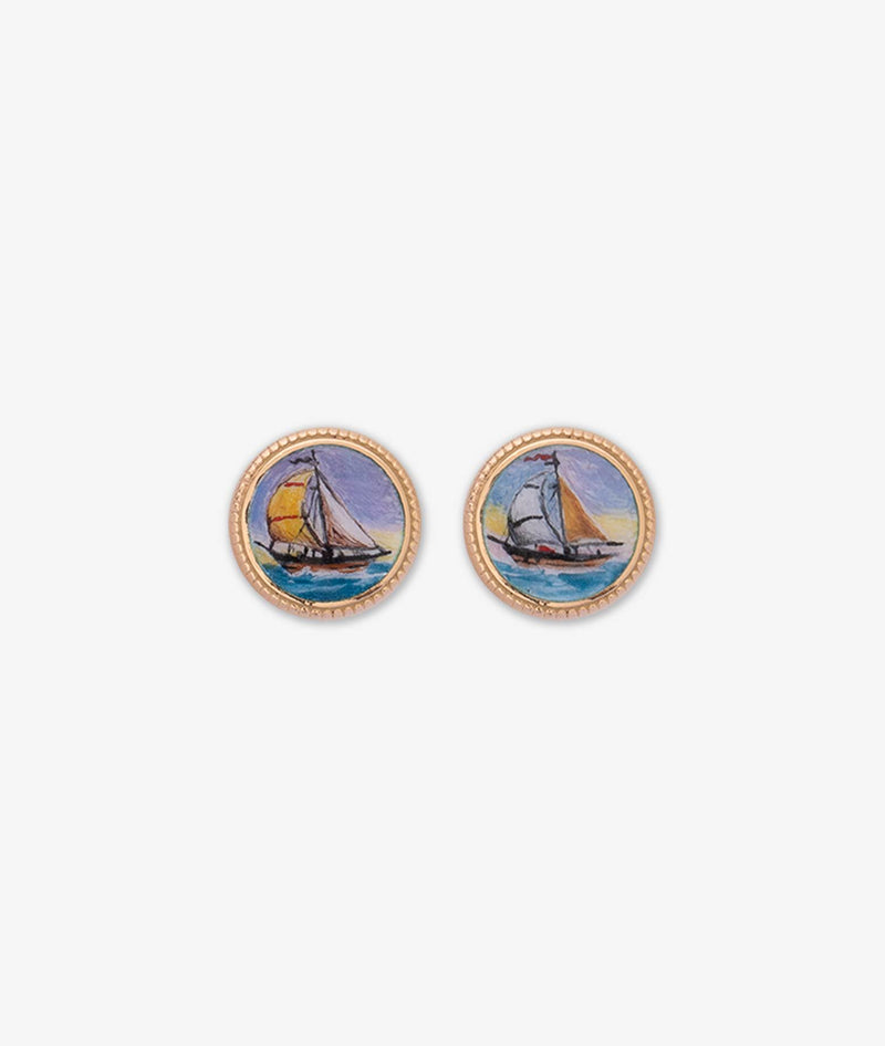 Cufflinks with sailing boats