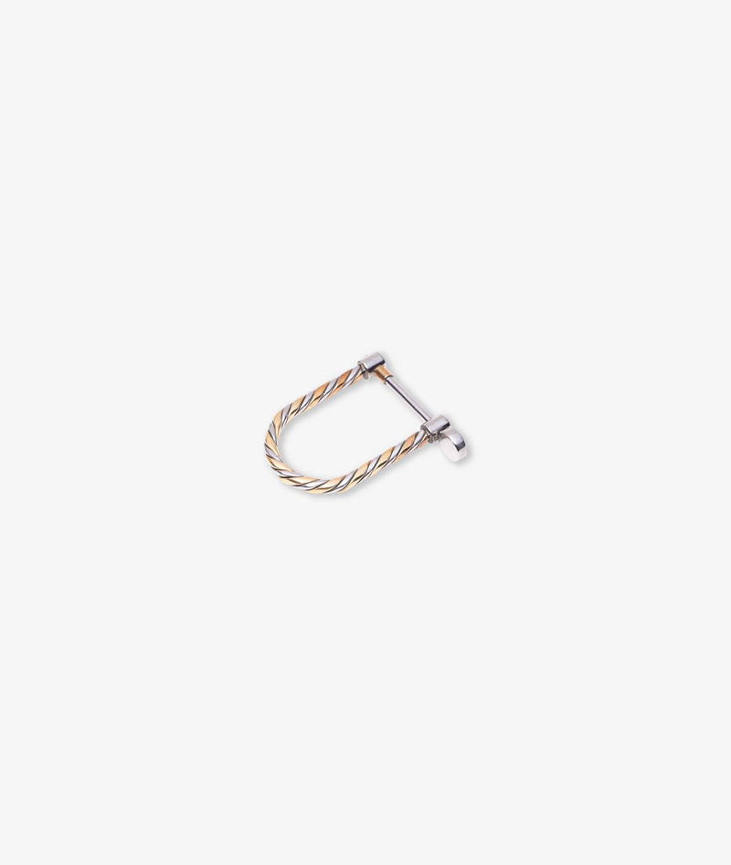 Stainless steel and yellow gold shackle shaped key holder